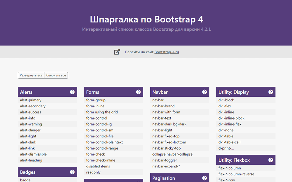 Шпаргалка по Bootstrap 4